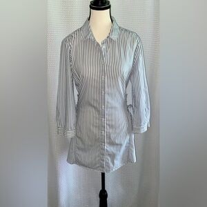Women’s DYNAMITE Striped Button Down Blouse‎ Lace Up Sides size large